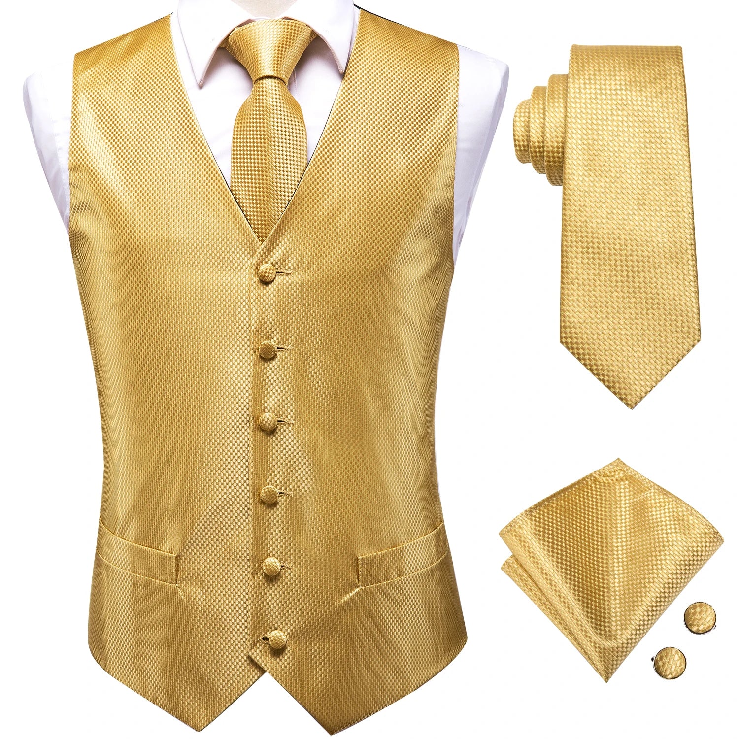 Gold paisley tie set, perfect for formal occasions and weddings