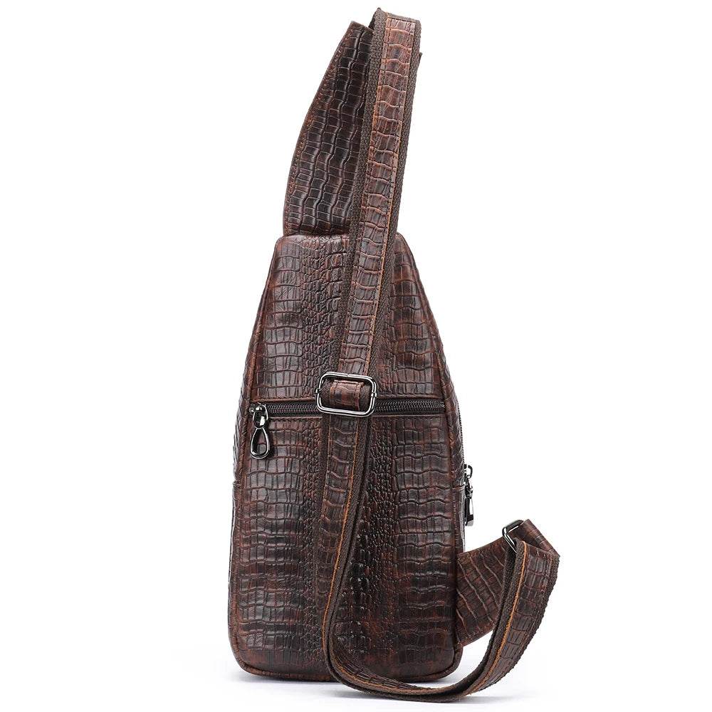 Luxury Men’s Leather Chest Bag Real Cowhide Crossbody Bag - VacationGrabs