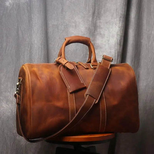Crazy Horse Leather Men’s Travel Bag Duffle for Women & Men - VacationGrabs