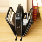 Men's Genuine Leather Alligator-Pattern Shoulder Satchel – Vintage Bag with Tablet Pocket