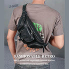 Big Size Leather Chest Bag Waist Pouch Real Cowhide Crossbody - VacationGrabs