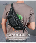 Genuine Leather Chest Sling Bag for Men – Vintage Style