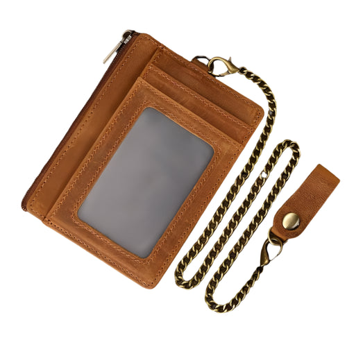 Genuine Leather Mini Coin Purse Wallet for Men & Women with Zipper and Key Chains - VacationGrabs