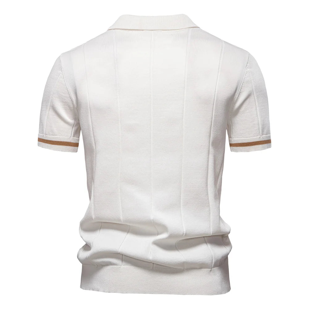 AIOPESON Men's Solid Color Sport Zipper Polo Shirt Athletic Social Polo Shirts for Men Office Slim Fit Polo