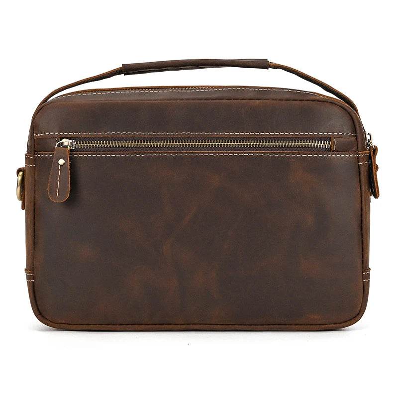 Genuine Leather Shoulder Bag – Retro Men's Crossbody with Handle - VacationGrabs