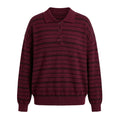 VacationGrabs Women Knit Oversized Striped Sweater Tops Winter Warm Long Sleeve Turn-down Collar Loose Fit Tops Y2K Streetwear