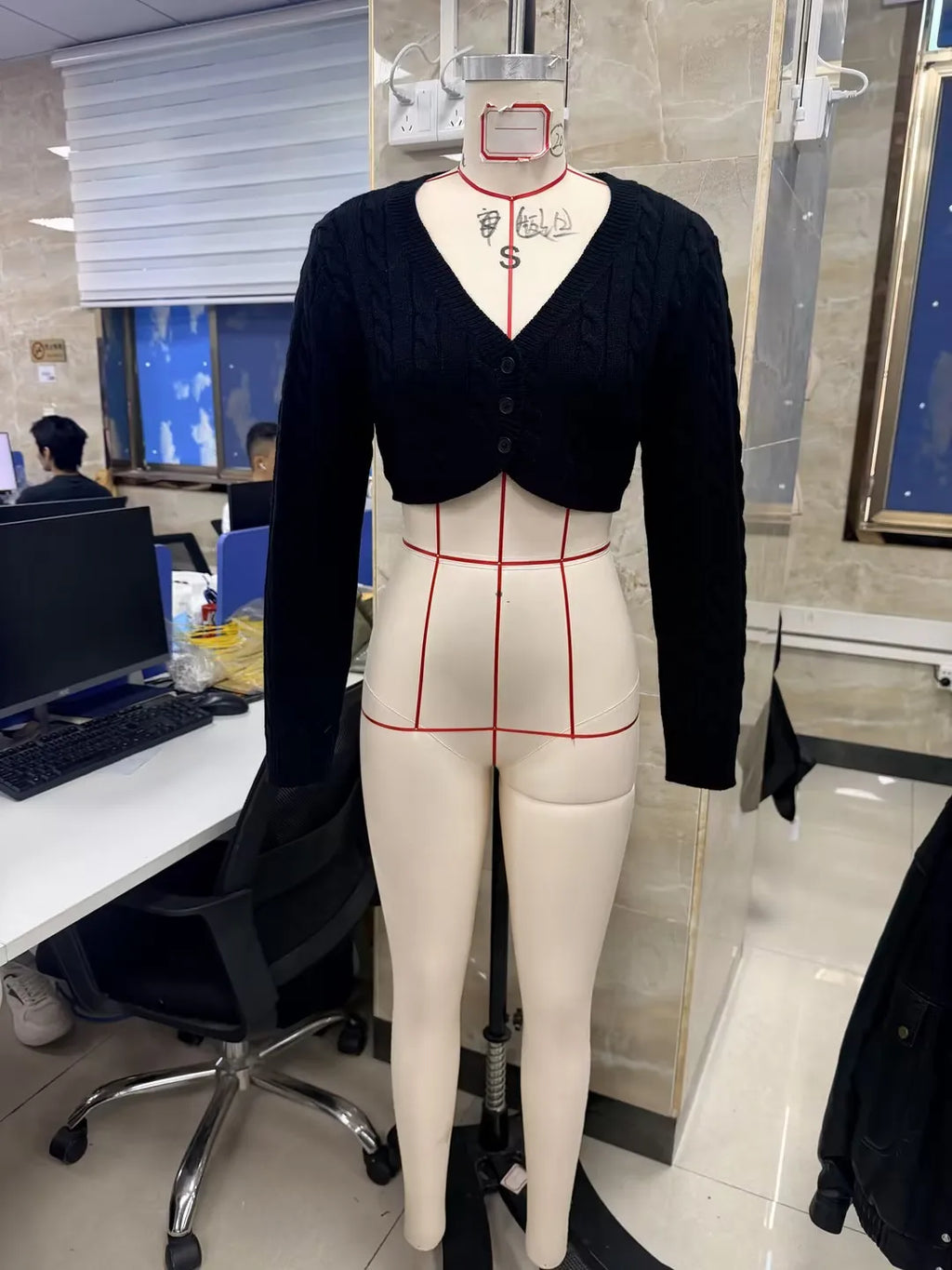 VacationGrabs Women Y2K Cable Knit Cropped Bolero Cardigan V Neck Button Long Sleeve Super Short Knit Shrug Sweater Outerwear Tops