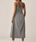 Women Midi Spaghetti Strap Dress Plaid Print Scoop Neck Sleeveless Backless Dress for Daily Party Club Summer Y2K Streetwear