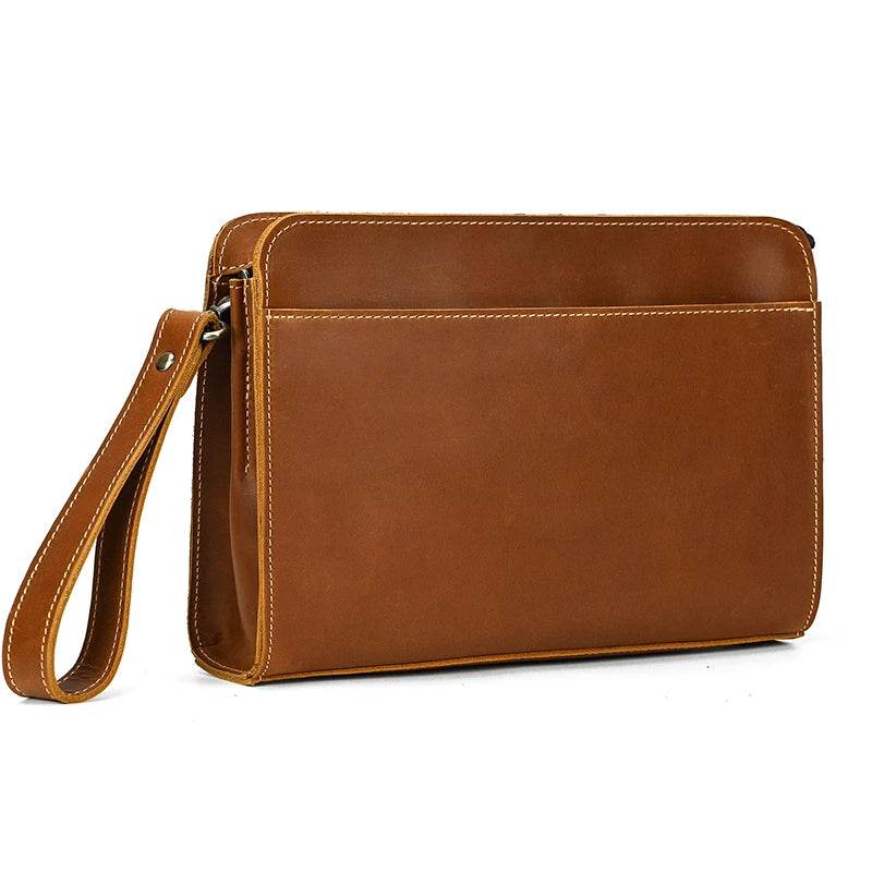 Genuine Leather Hand Clutch with Wrist Band | Men's iPad & iPhone Organizer - VacationGrabs