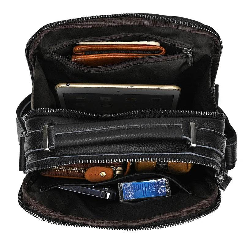 Fashion Leather Messenger Bag Crossbody Bag for Men School Bag - VacationGrabs