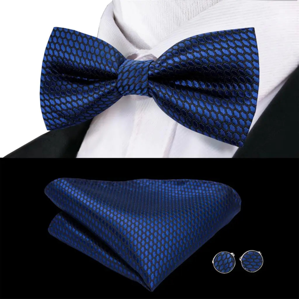 Premium Bow Tie Silk Set with Pocket Square & Cufflinks