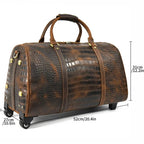Rolling Genuine leather hand luggage travel bag with wheels