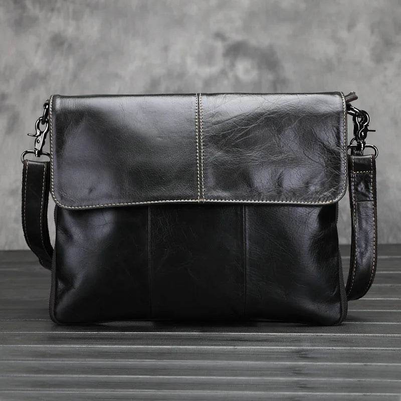 Men's Leather Crossbody Bag Casual Waterproof Sling Oil Wax - VacationGrabs