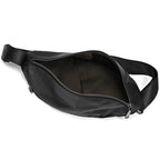 Black genuine leather chest bag, perfect for everyday use