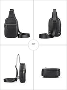Cowhide Leather Chest Bag Multi-functional Men’s Shoulder Bag - VacationGrabs