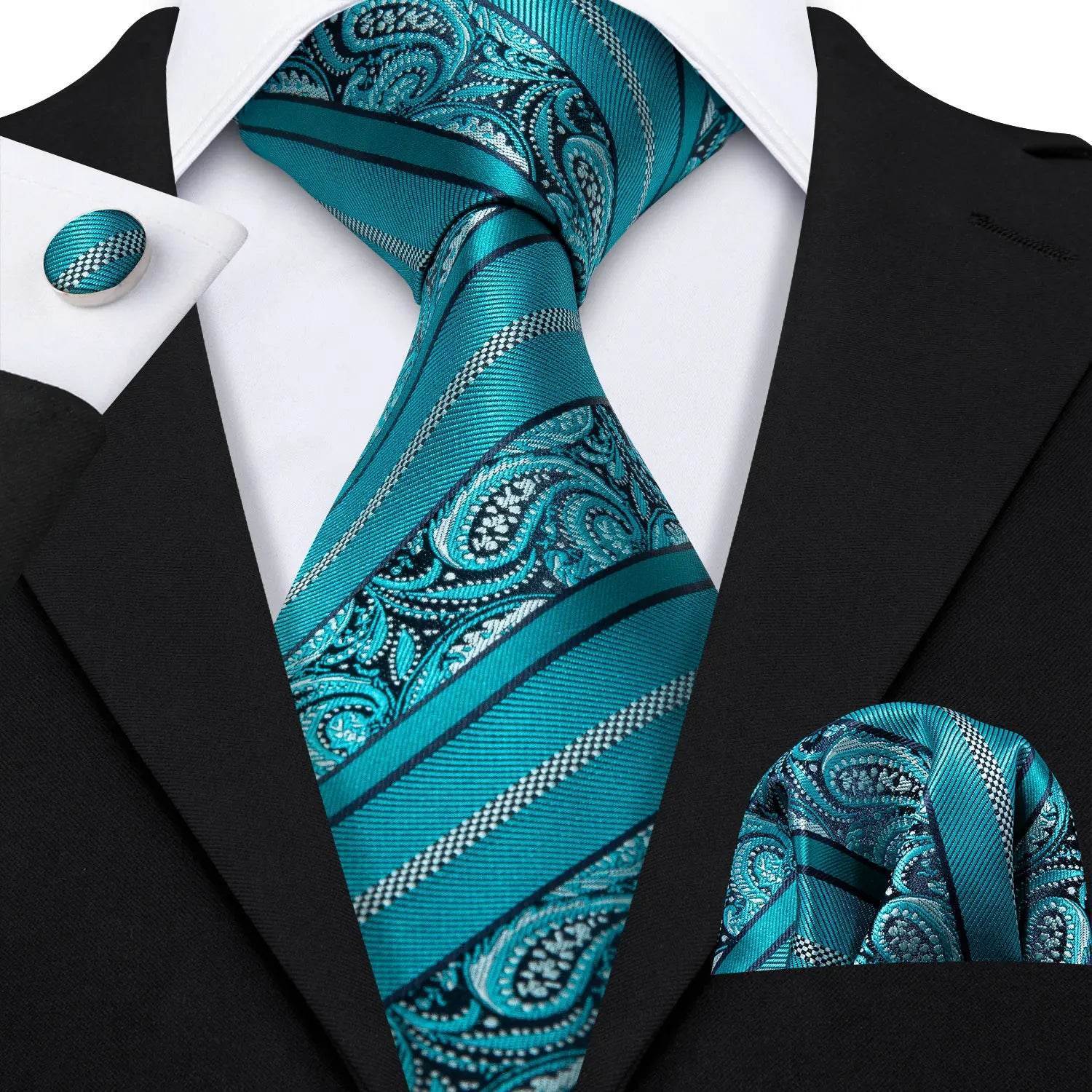 Green Silk Tie Set for Men: Multiple Shades Available - VacationGrabs