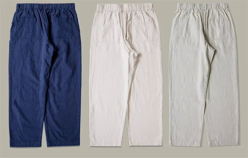 Red Tornado Old Money Aesthetic Linen Pants Men's Casual Pleated Trousers Loose Fit