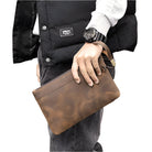 Vintage RFID Anti-Theft Leather Handbag Crazy Horse Clutch - VacationGrabs