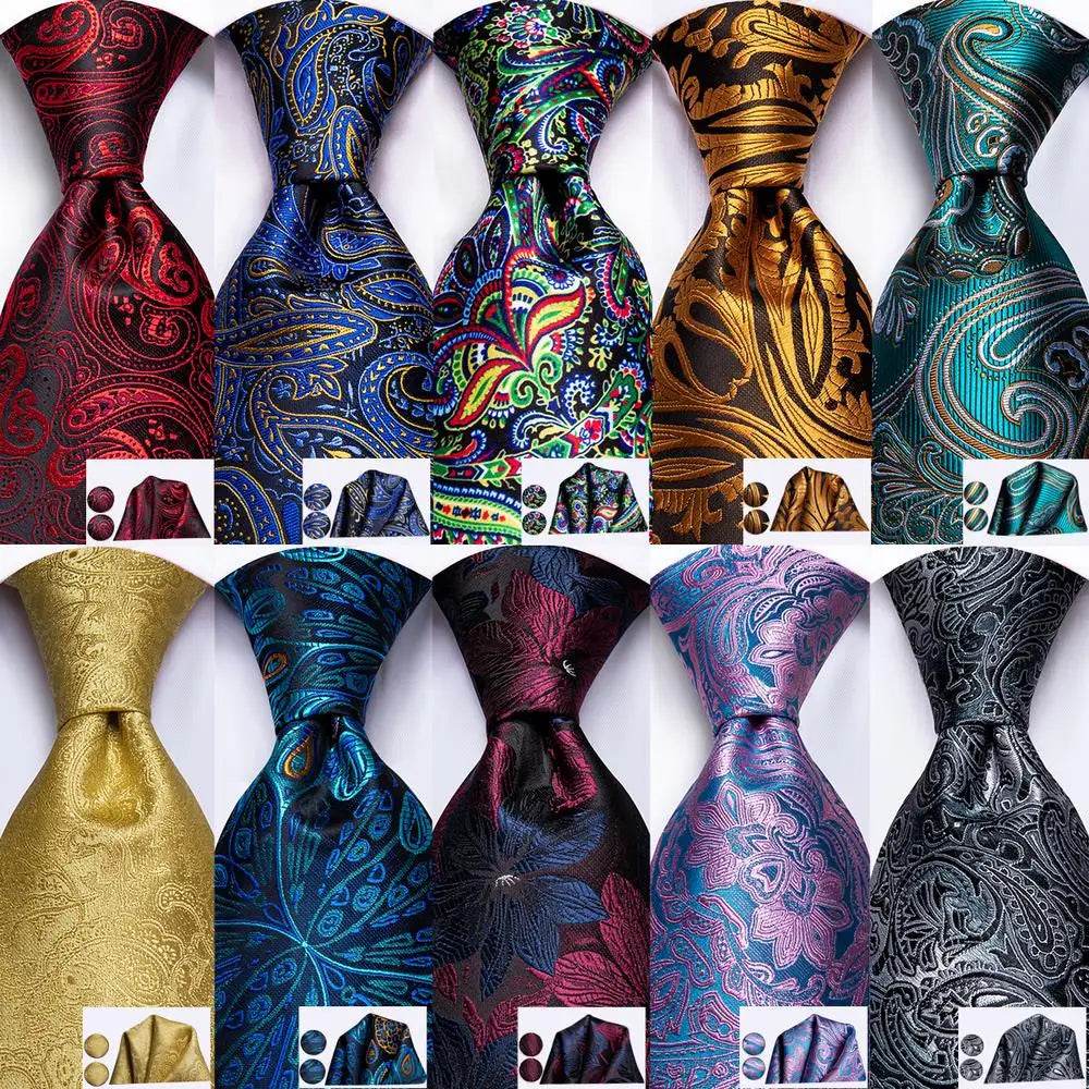 Multicolor Paisley 100% Silk Tie Sets for Men - VacationGrabs