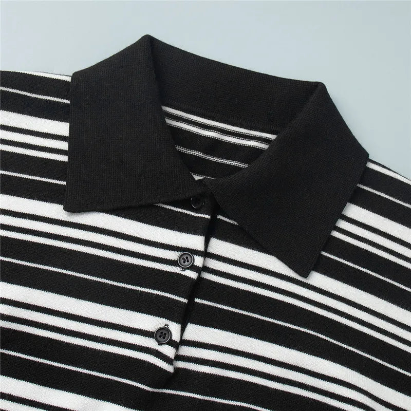 VacationGrabs Striped Sweater Women Long Sleeve Button Front Pullover Casual Crew Neck Tops Pullover Sweatshirt Fall Winter Outwear