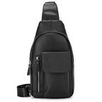 Man's Sling Bag Genuine Leather Chest Bag Crossbody for Gym - VacationGrabs