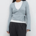 VacationGrabs Wrap Sweater Tops for Women Lightweight Side Tie Front Ballet Wrap Cardigan Elegant V Neck Fitted Cropped Sweaters
