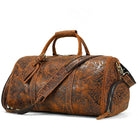 Genuine Cowhide Leather Travel Duffle Bag Men’s Weekend Bag Shoe Pocket - VacationGrabs