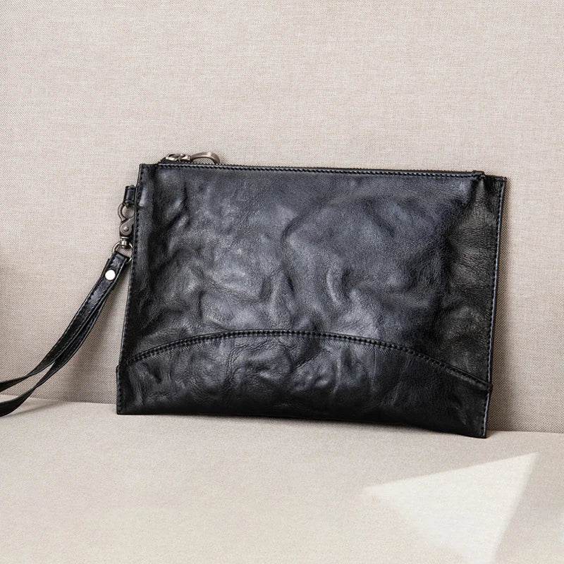 Genuine Leather Fashion Clutch Bag for Men with Phone Pouch & Wallet - VacationGrabs
