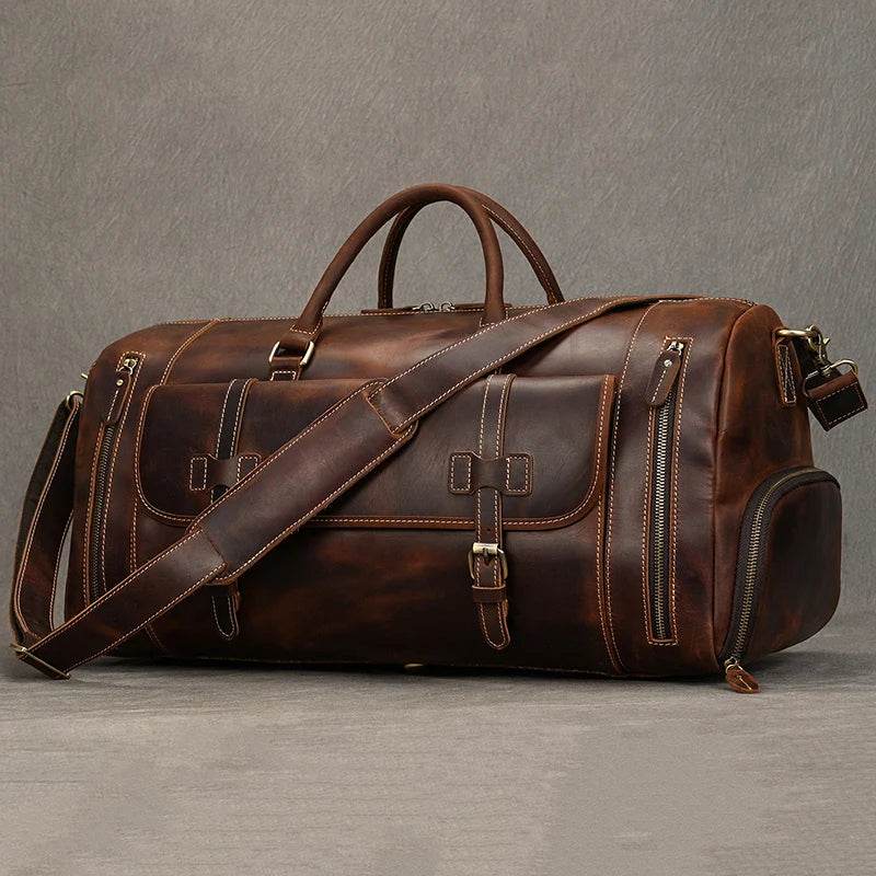 Vintage Fashion Leather Men’s Travel Duffel Bag Luggage - VacationGrabs