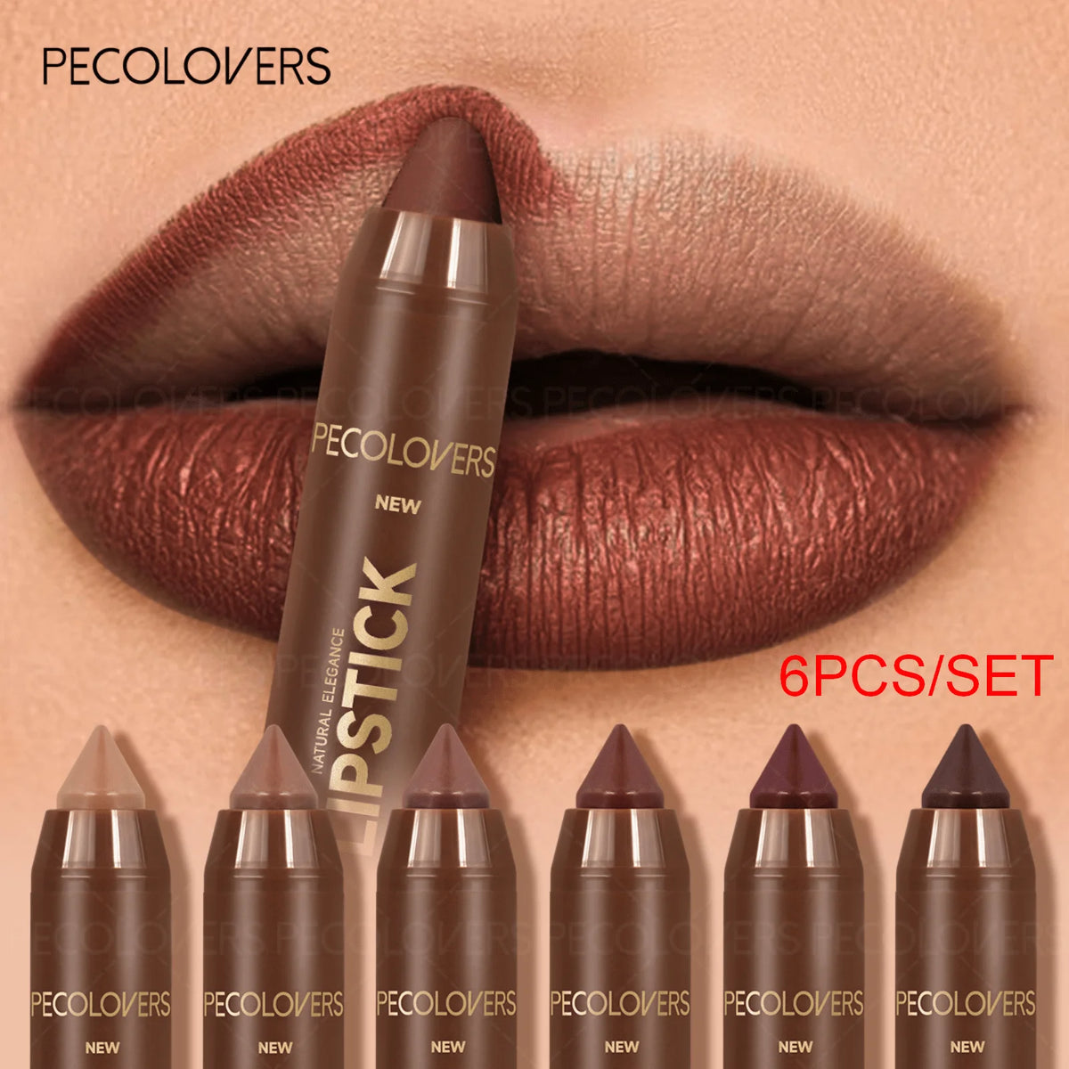 6-Piece Waterproof Matte Lip Liner Set, Long-Lasting