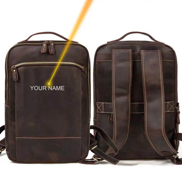 Anti-Theft Handmade Leather Backpack Vintage Travel Bag for Men - VacationGrabs