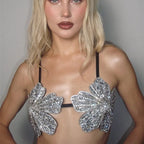 VacationGrabs Handmade Women Sexy Carnival Festival Bralette Flora Crystal Bra Top Party Club