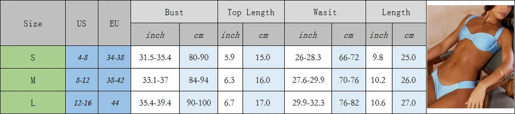 VacationGrabs Ruched Bikini Sets for Women Two Piece Swimsuit High Cut Sexy Brazilian Cheeky Thong Bathing Suit