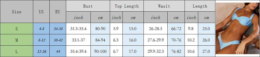 VacationGrabs Ruched Bikini Sets for Women Two Piece Swimsuit High Cut Sexy Brazilian Cheeky Thong Bathing Suit