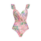 Vintage Floral One Piece Swimwear +Wrap - VacationGrabs