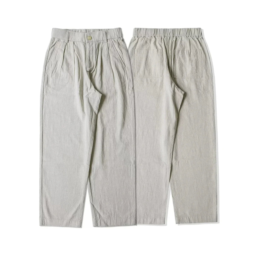 Red Tornado Old Money Aesthetic Linen Pants Men's Casual Pleated Trousers Loose Fit
