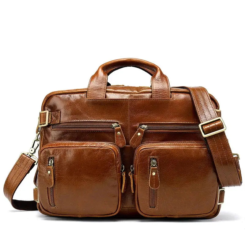 Genuine Leather Men’s Travel Backpack Luxury School Bag 17"