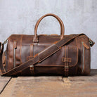 Large 58cm Genuine Leather Travel Bag Shoulder Bag with Shoe Compartment - VacationGrabs