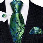 Green Silk Tie Set for Men: Multiple Shades Available - VacationGrabs