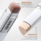 Double-Headed Foundation Stick with Brush, Matte Nude