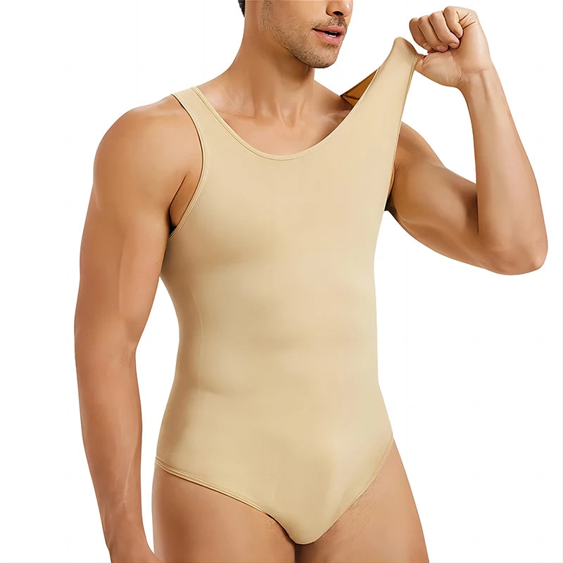 Mens Shapewear Tummy Control Full Body Shaper Compression Slimming Bodysuit Sleeveless Open Crotch Undershirt Fajas Para Hombres