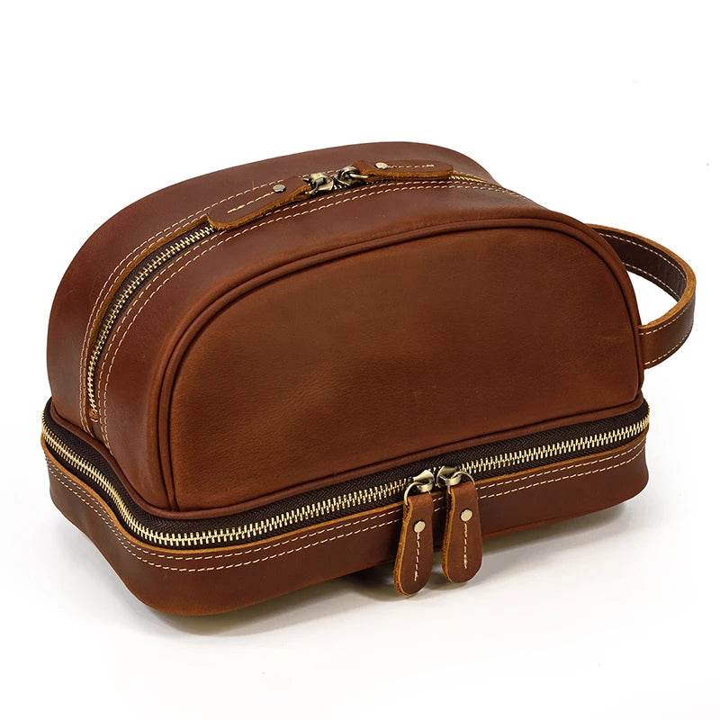Genuine Leather Toiletry Bag for Men and Women - VacationGrabs