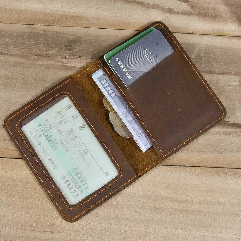 Small Bifold Wallet for Men & Women Slim Leather Coin Card Holder - VacationGrabs