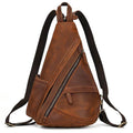 Genuine Leather Men Chest Bag Single Shoulder Sports Riding Bag - VacationGrabs