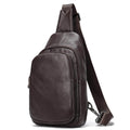 Summer Men Chest Bag Genuine Leather Crossbody Black Coffee Sling - VacationGrabs