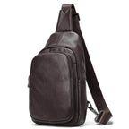 Summer Men Chest Bag Genuine Leather Crossbody Black Coffee Sling - VacationGrabs
