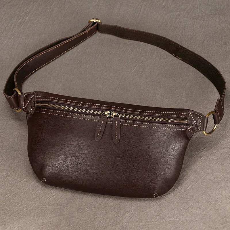 Big Waist Bag Mens Leather Belt Pounch Anti-theft Waist Pack Fanny Pack Bum Bag Belt Waist Pouch Chest Bag For Male leather Bag