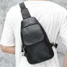 Casual Men Bags Leather Chest Bag Crossbody Cowhide Shoulder - VacationGrabs