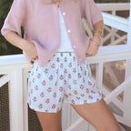 VacationGrabs Women's Summer Casual Shorts Stripe Floral/Stripe Animal Print Elastic Waist Straight Leg Loose Short Pants