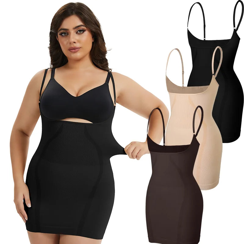Plus Size Underbust Full Body Shaper Slip Dress